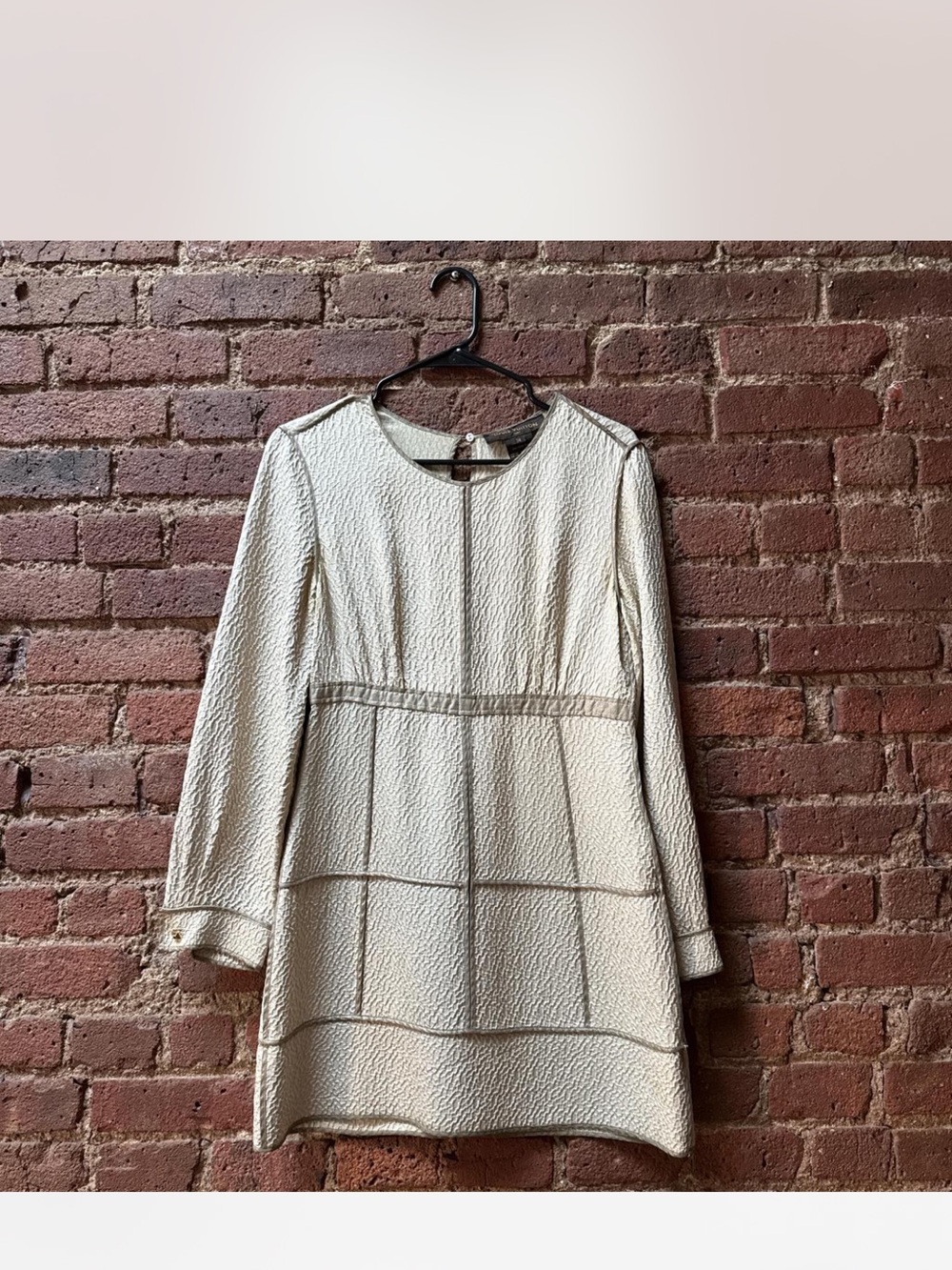 Louis Vuitton Cream Textured Long-Sleeve Mini Dress